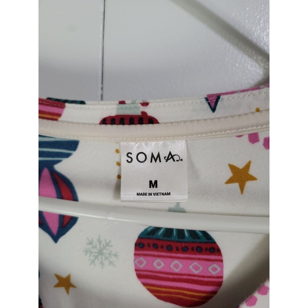 SOMA Women SZ M Soft Scoop Holiday Ornament Nightgown Sleepshirt Playing Hookie - Picture 3 of 7